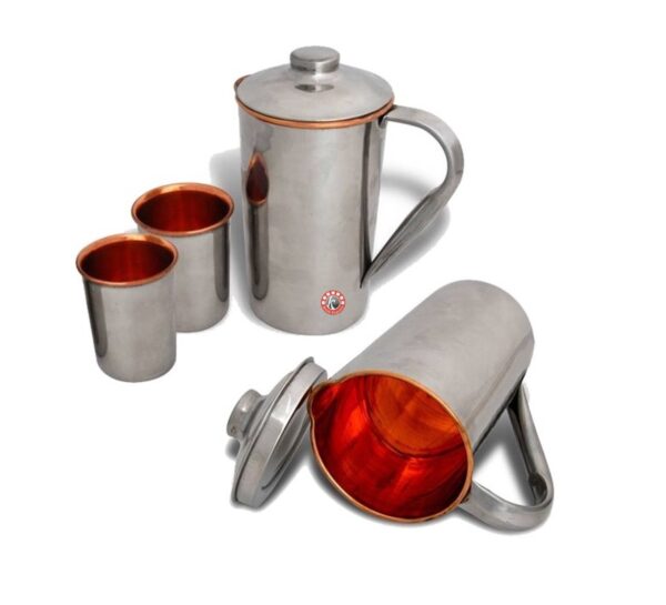 3 Pcs Royal Jug & Tumbler - Copper Hammerred