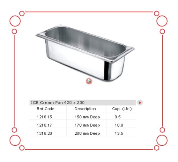 ICE CREAM PAN 420 X 200 MM