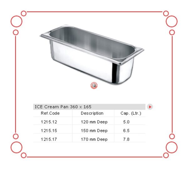 ICE CREAM PAN 260 X 165 MM